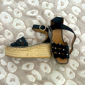 Aquatalia “BRIANNE” Studded Wedge Sandal NIB SZ 9